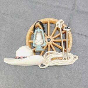 Vintage Burwood Southwestern Wall Decor:‎ Cowboy Hat, Wagon Wheel